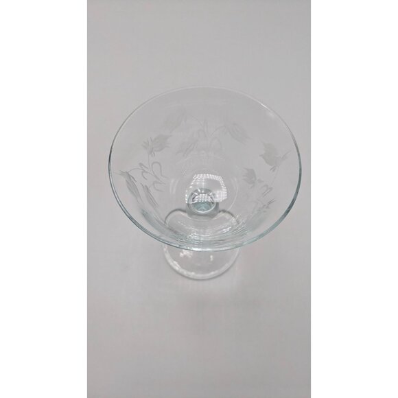 Etched Columbine Floral Champagne Glass Vintage Stemware 6" Replacement Vintage - Picture 14 of 16